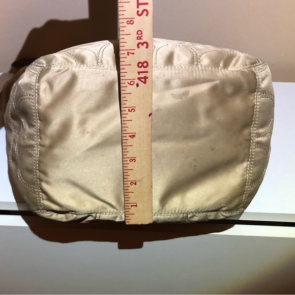 Authentic Coach Matte Gold Fabric Satchel with Shoulder Straps, Zipper Close - Picture 14 of 15
